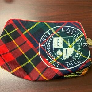 Estee Lauder Tartan Toiletry Bag - Red, Black, Yellow, Green